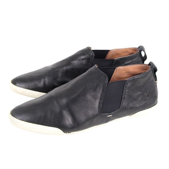 Frye BLACK REAL LEATHER ELASTIC SIDE ROUND TOE COMFORT LOAFER FLATS SHOES Sz8.5M - Picture 3 of 10